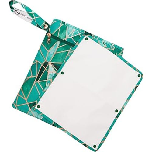 Sarah Wells Pumparoo Wet Dry Bag for Breast Pump Parts – Compact Organizer with Waterproof Pocket, Staging Mat & Fridge Hack – Machine Washable Pumping Accessory (Mosaic)