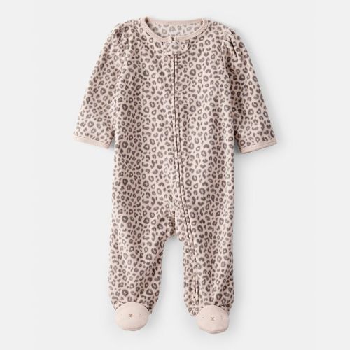 Baby Girl Carter's Leopard Print Loose Fit Long-Sleeve Sleep & Play Pajamas