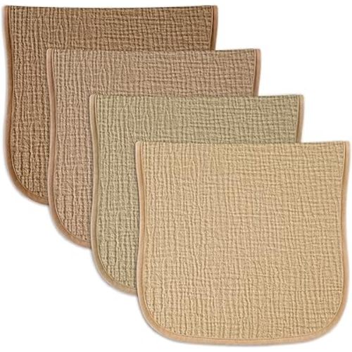 Baby Muslin Burp Cloths 20x10in - Ultra Soft & Absorbent, Neutral Colors, Reusable Burp Cloths for Baby Boys & Girls – Newborn Essentials for Drooling & Burping 4Pack(Brown)