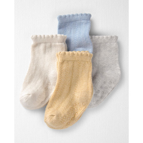 Baby Girl 4-Pack Slip Resistant Socks Made with Organic Cotton