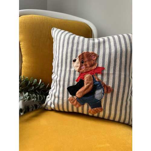 Personalized Embroidered Teddy Bear Pillowcase, Cushion Cover, Nursery Decor, Baby Gift, Custom Pillow Cover