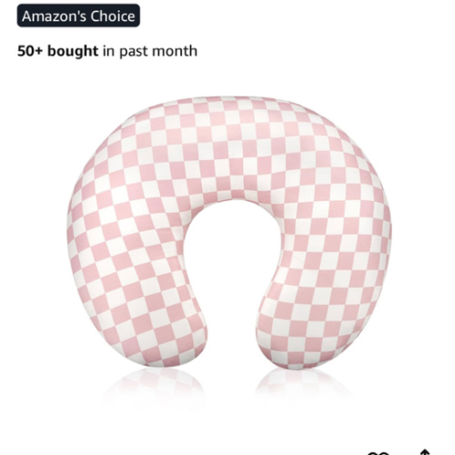 Nursing Pillow Cover, Removable Nursing Covers for Breastfeeding Pillows, Stretchy and Soft Fit for Baby Girls Boys Newborn, Pink Checkerboard (Only Cover)