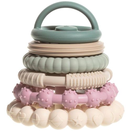Premium Silicone Teethers Stacking Toy, Interactive and Fun Baby Stacking Toys, Teeth Soothing for 6-12 Month Teething Toys. Tan