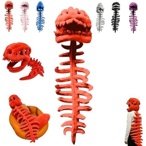 Wearable Dinosaur Skeleton Plush Costume for Kids or Adult, 3d Dinosaur Skeleton Costume Skull Mask & Plush Spine