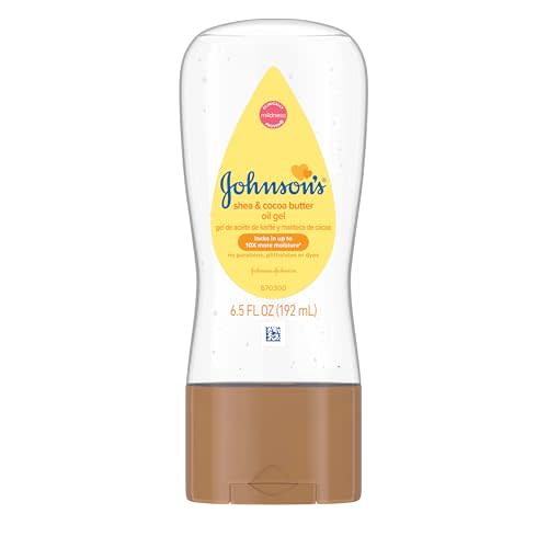 Johnson's Baby Oil Gel, Moisturizing Baby Massage Mineral Oil Enriched with Shea & Cocoa Butter, Dry Skin Relief for Babies, Kids & Adults, Nourishing & Gentle on Delicate Skin, 6.5 fl. oz, 6 Pack