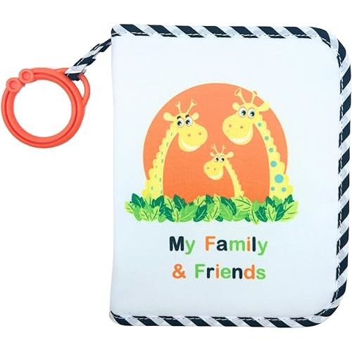 My First Photo Album for Baby - Toddler Photo Album with Giraffe Family, Baby's First Photo Album Soft Fabric Cover, Holds 17 Photos, Baby Safe Mirror, Easy to Clean for Babies, Infants, Toddlers