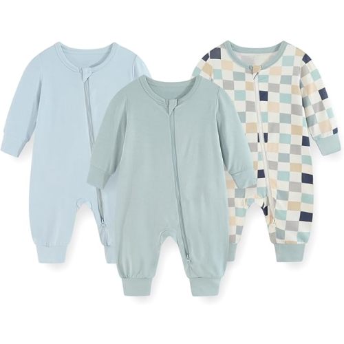 3 Pack Cartoon Baby Unisex Jumpsuits Comfy Solid Color New born Boy Girl Rompers Long Sleeve Zipper Infant Colthes