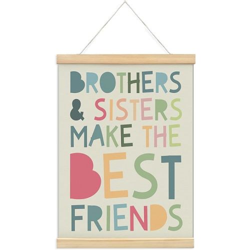 foedor Girls Playroom Sign Poster Hanger Frame,Brothers and Sisters Sign,Kids Room Decor Gift for Nursery Baby Kids Girl Boy,Best Brother Gifts From Sister,12x16 Inch