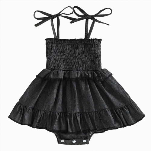 Gubotare Infant Baby Girl Clothes Newborn Infant Baby Girl Outfit Romper Short Sleeve Romper 0 3 6 9 12 18 24 Months (Black,3-6 Months)