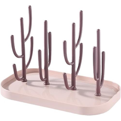 Baby Essentials,Bottle Drying Rack,Baby Bottle Drying Rack,Drying Rack for Kitchen Counter,Detachable Bottle Dryer Holder with Base.for Nipples,Cups,Pump Parts and Accessories(Pink)