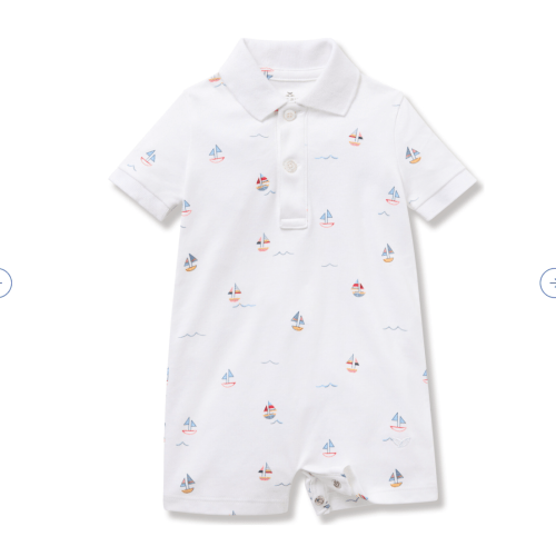 Petite Plume Play Romper in Bateau, 18-24