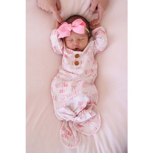 Newborn Baby Knot Gown & Hat Set | Little Sis
