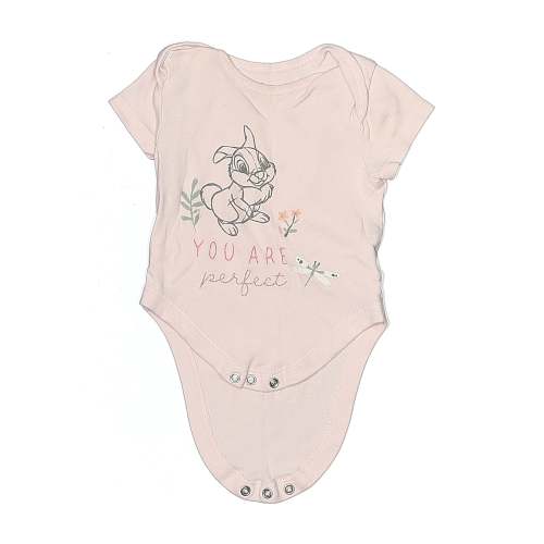 Disney Baby 100% Cotton Graphic Pink Short Sleeve Onesie Size 6-9 mo