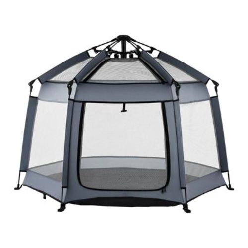 Angel Sar Pop-Up Baby Playpen with UPF 50+ Canopy, Foldable Baby Playpen, Lightweight Portable Play Yard for Indoor & Outdoor, Grey