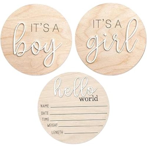 3 PCS Its a Boy Its a Girl Wooden Sign,Baby Announcement Sign,Hello World Newborn Sign,Birth Announcement Sign,Newborn Announcement Sign,Photography Props,Bohemian Style Decorations