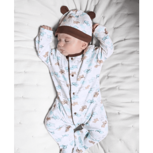 Cute Puppies Footed One-Piece And Hat