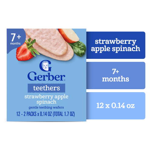 Gerber Stage 3 Baby Food, Teethers, Strawberry Apple Spinach, 1.7 oz, 12 ct