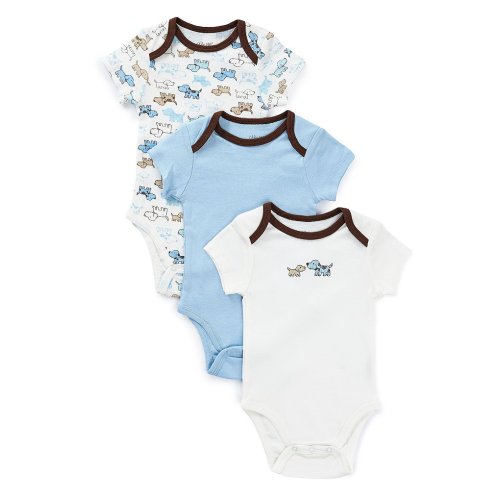 Little Me Baby Boys Cute Puppies Short Sleeve Bodysuits 3-Pack