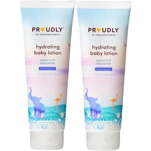 PROUDLY Hydrating Baby Lotion by Gabrielle Union & Dwyane Wade, Lightweight Moisturizer, Black & Brown Babies, Lavender Chamomile, 2-Pack (9 oz each)