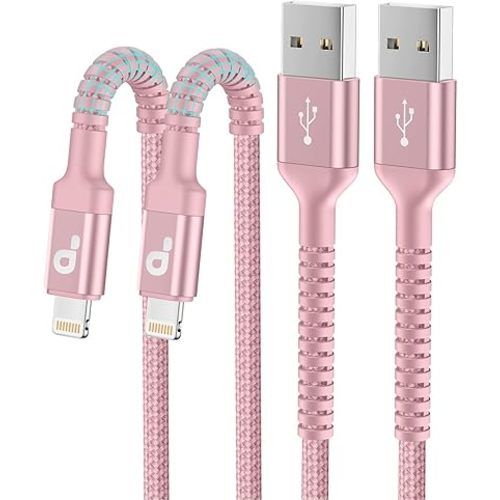 Long iPhone Charger 10FT, 2Pack Lightning Cable [Apple MFi Certified] iPhone Charger Cord USB to Lightning Cable Compatible with iPhone 14/13/12/11 Pro Max/XS MAX/XR/8/7/Plus/6S/5S/iPad (Pink)