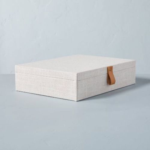 Fabric Storage Box with Faux Leather Accent Cream - Hearth & Hand™ with Magnolia