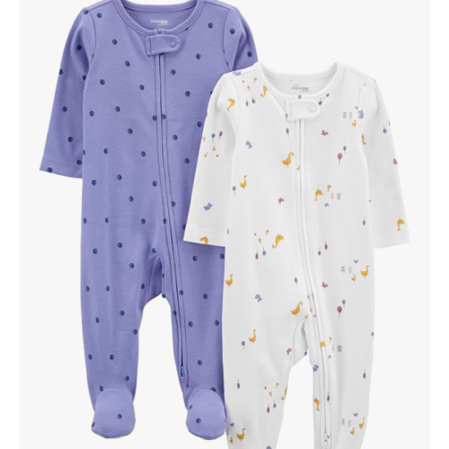 Simple Joys by Carter's Baby Girls' Cotton Footed Sleep and Play, Pack of 2