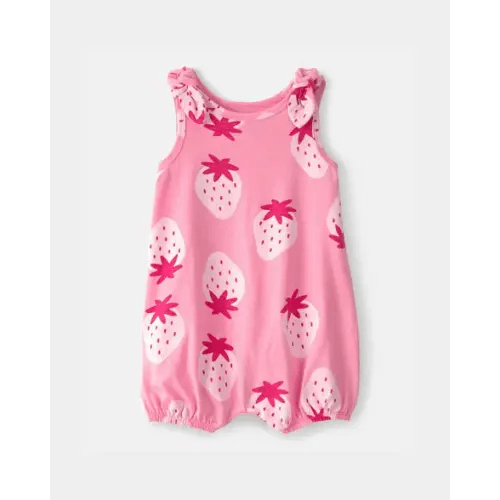 Baby Girl Strawberry Sleeveless Romper - Pink | Carter's
