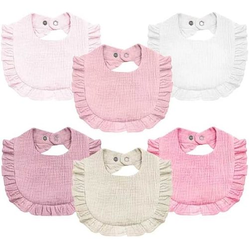 Baby Muslin Bibs,6 Pcs Drool Bandana Bibs for Baby Girl Drooling and Teething,Soft and Absorbent Cotton for Newborn