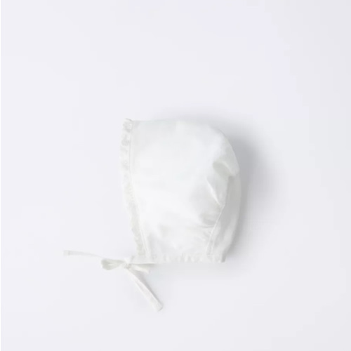 PLAIN LINEN BONNET WITH LACE - Oyster-white | ZARA United States