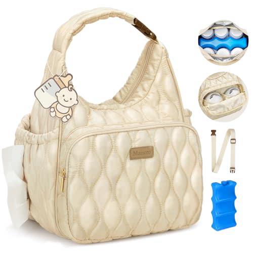 Mancro Breast Milk Cooler Bag with Ice Pack, Breast Pump Bag Fits 2 Wearable Pumps and 6 Bottles, Insulated Bottle Bag for Daycare or Work, Compatible with Momcozy/Medela/Elvie/Willow
