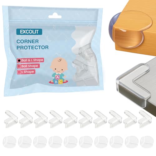 Corner Protector for Baby, Pack of 20 Clear & Transparent Edge Guards for Baby Proofing, Safety Furniture Corner Protectors for Furniture to Prevent Injuries (10 L Shaped & 10 Ball Shaped)