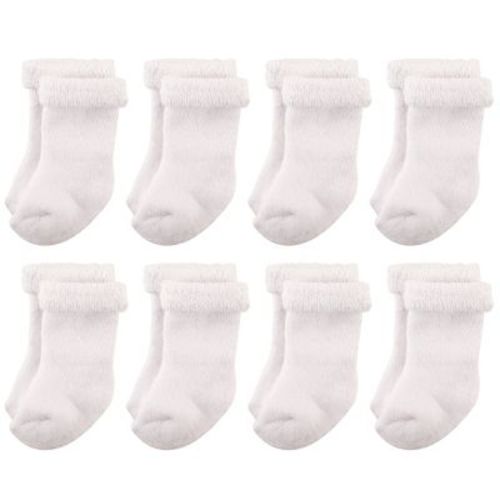Hudson Baby Infant Unisex Cotton Rich Newborn and Terry Socks, White Terry, Size: 0-6 months