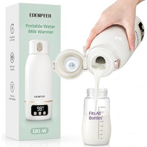 Portable Bottle Warmer for Travel, Heats for Breastmilk & Formula & Water | Precise Temp Control 2X Faster Heating 17 OZ Milk Warmer On the Go Long Battery Life Leak-Proof for Travel & Home Baby Gift