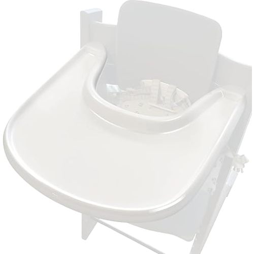 Baby High Chair Tray Compatible with Stokke Tripp Trapp Chair (V2 and Beyond) with Smooth Surface and Strong Suction Power Made of Food-Safe Plastic (BPA BPS BPF Lead Phthalate Free) - White