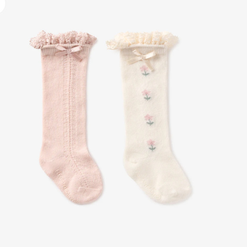 Floral Knee-high Non Slip Baby Socks 2 pack – Elegant Baby