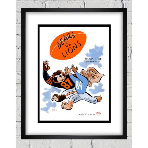1957 Vintage Detroit Lions - Chicago Bears Football Program Cover - Digital Reproduction
