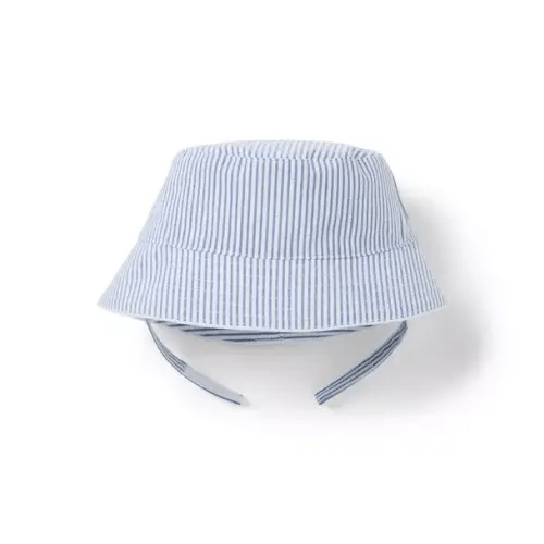 Baby Atlantic Blue Stripe Baby Striped Seersucker Bucket Hat by Janie and Jack