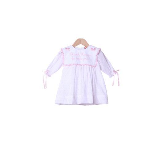Embroidered Thank Heaven For Little Girls Long Sleeve Dress