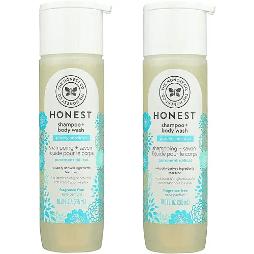 HONEST Purely Simple Fragrance-Free Shampoo + Body Wash | Tear-Free Baby Shampoo with Naturally Derived Ingredients | Sulfate- & Paraben-Free Baby Bath | 10 Fl Oz (Pack of 2)