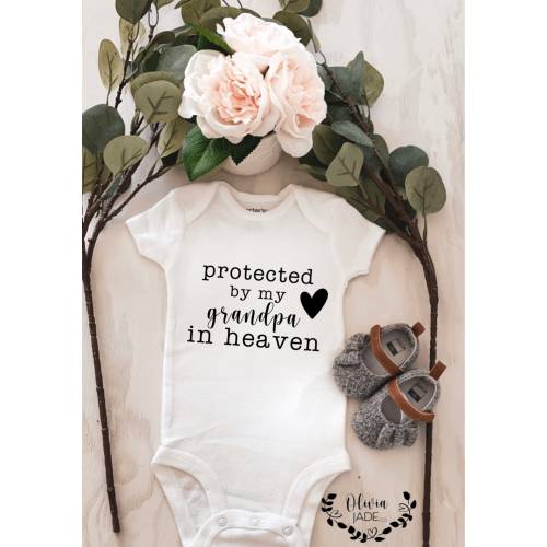 Protected By My Grandpa in Heaven Baby Onesie® ; custom onesie ; baby shower gift ; baby onesie gift