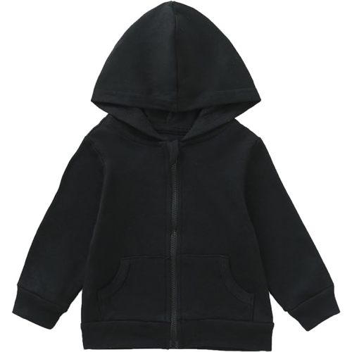 Unisex Solid Baby Sweatshirts Hoodies, Lightweight Full Zip-up Jackets Coat 0-24 Months