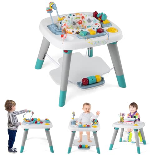 HONEY JOY Baby Bouncer Activity Center, 6-in-1 Infant Jumper & Standing Play Table w/ 360° Rotary Seat, 5 Toys, 3 Adjustable Heights, Music & Sounds, Activity Center for Babies 6-36 Months