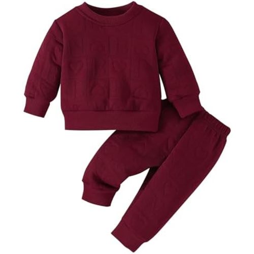 Jecson Baby Girl Clothes Toddler Outfits Quilted Heart Sweatshirt & Jogger Pants Fall Winter Sweatsuit 2Pcs Sets 3M-4T