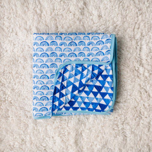 Blue Rainbows & Horizon Triangles Large Cloud Blanket - Little Sleepies
