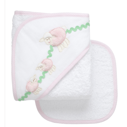 3 Marthas 3M Boxed Hooded Towel Set Pink Lamb