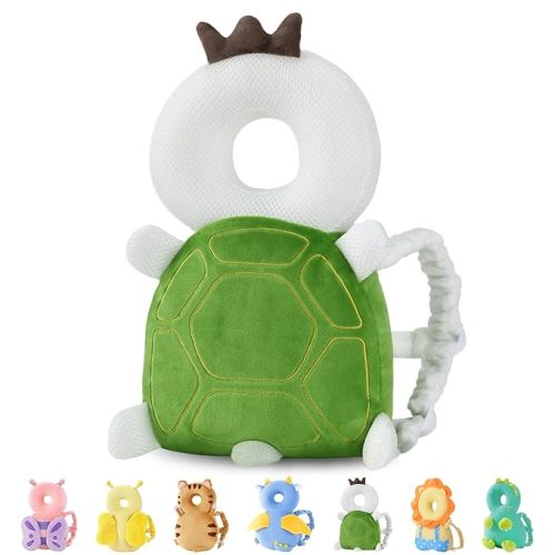 JunNeng Baby Head Protector Backpack, Toddler Walking Fall Head Protection, Green Turtle