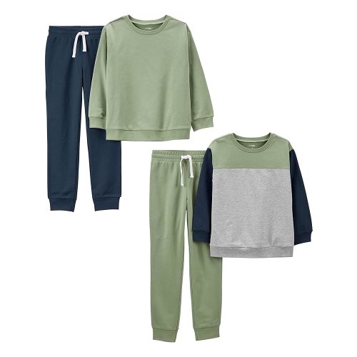 Simple Joys by Carter's boys 4-piece French Terry Long-sleeve Shirts and Shorts Playwear Set