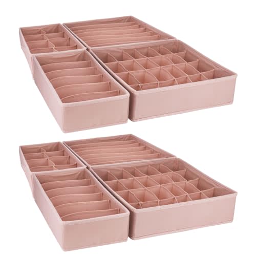 Bazasa 8 Pack Dresser Drawer Organizer Clothes Underwear Sock Storage Pink Foldable Closet Organizer Storage Box Cloth Drawer Dividers