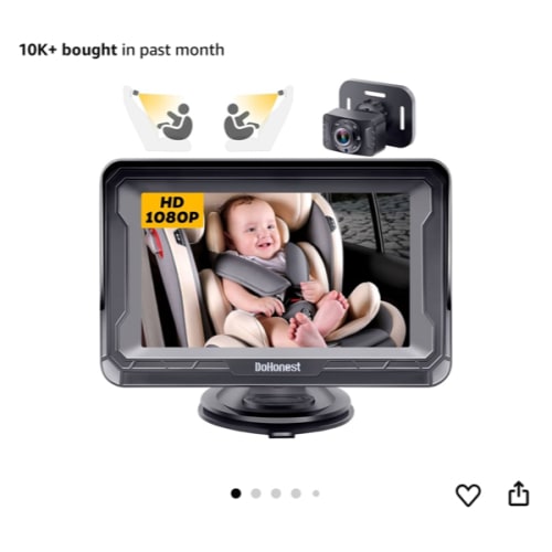 DoHonest Baby Car Camera HD 1080P - Rear-Facing Car Baby Monitor with Night Vision, Adjustable View Angle, Easy Setup, Anti-Glare Display, Safety for Kids & Infants