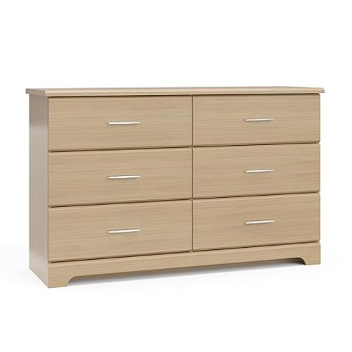 Storkcraft Brookside 6-Drawer Dresser (Driftwood) – GREENGUARD Gold Certified, Wood Dresser for Bedroom, Kids & Nursery Storage Chest, Safety Interlocking Drawers, Pre-Installed Tracks, Kids Chest